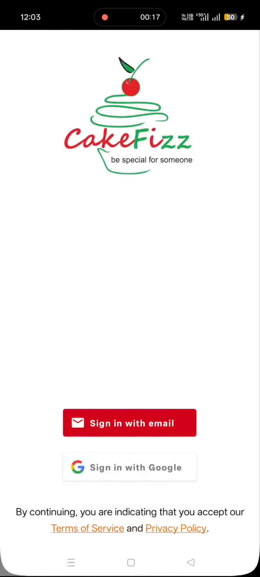 Google sign in screen
