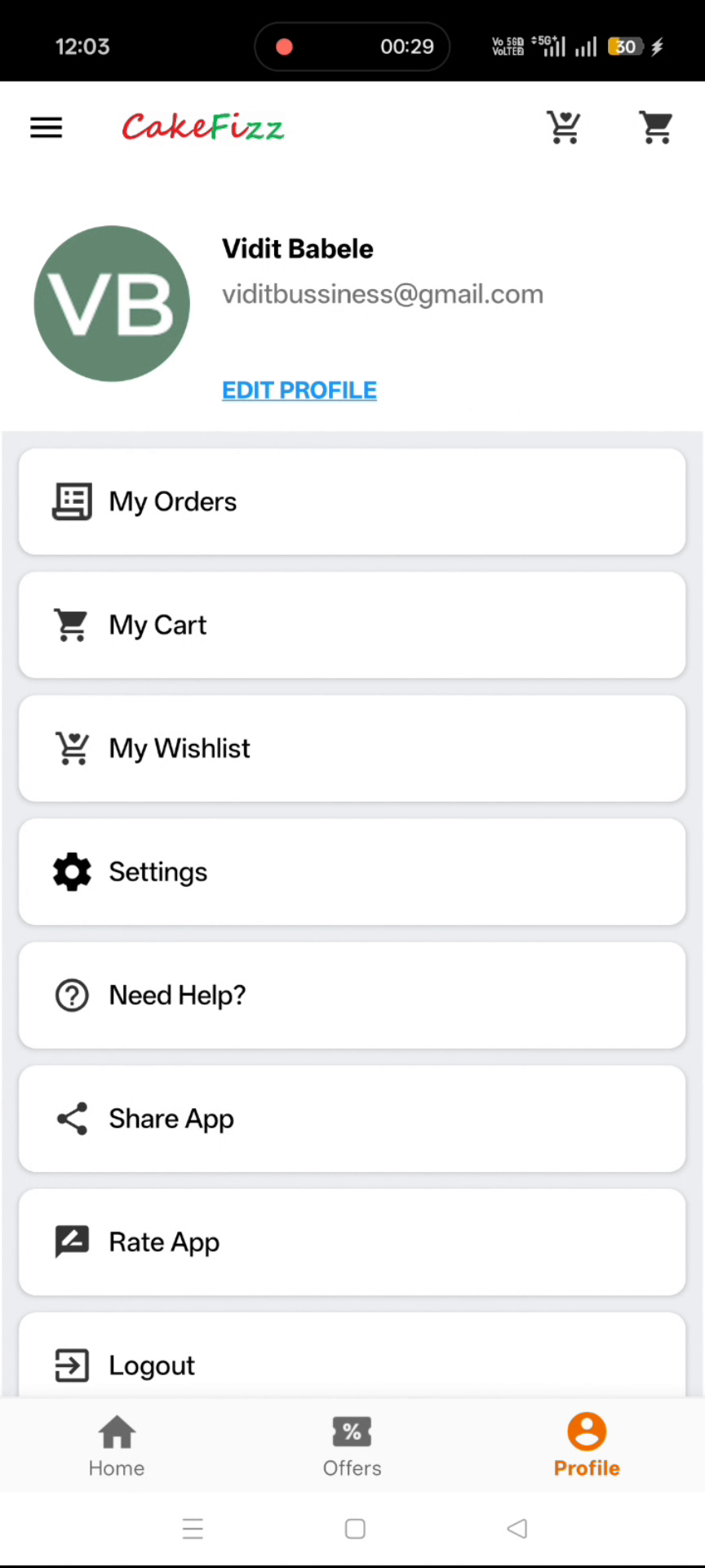 Open settings from profile menu