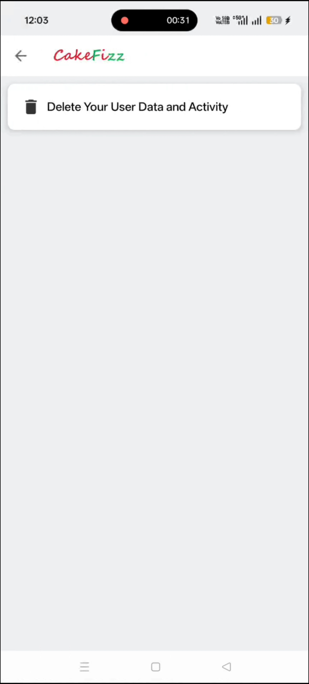 Delete your user data and activity option