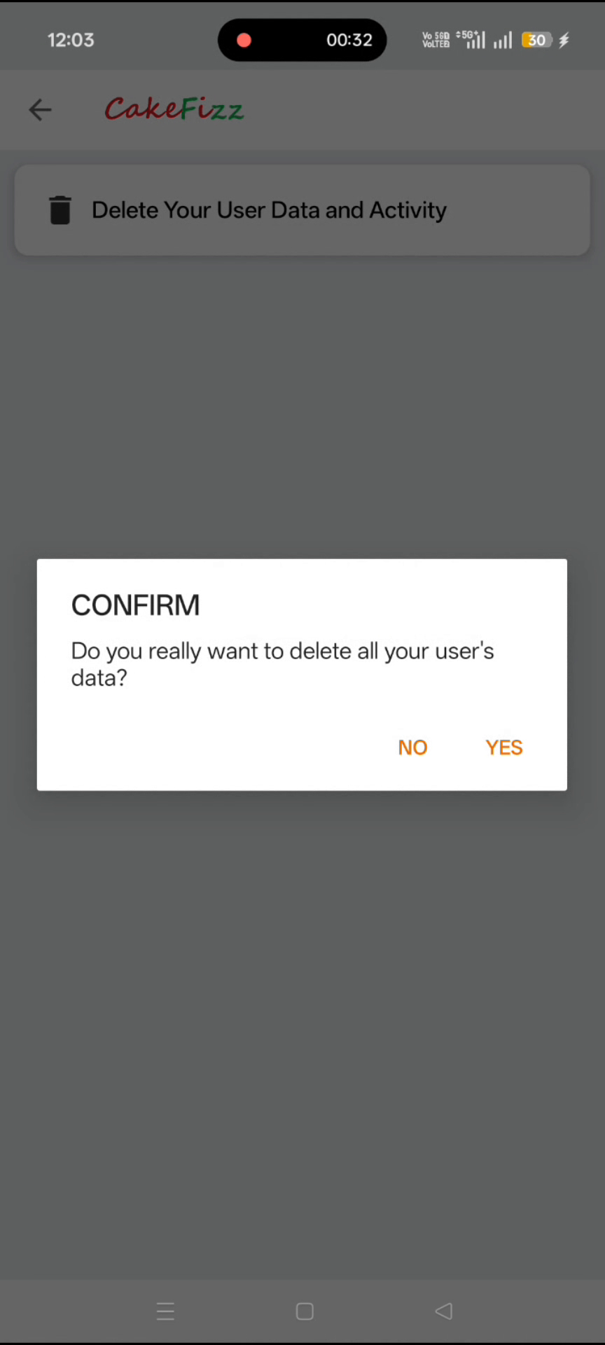 Data deletion success confirmation